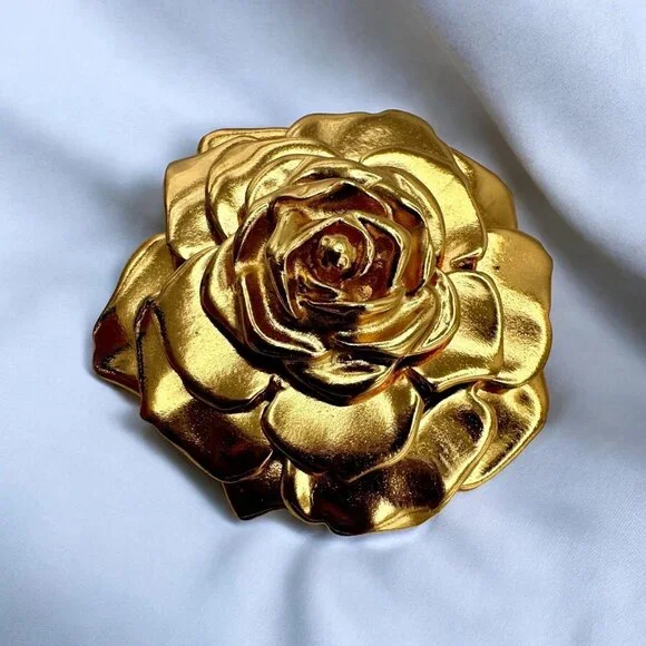 Vintage Golden Flower Brooch by Yves Saint Laurent crafted by Robert  Goossens